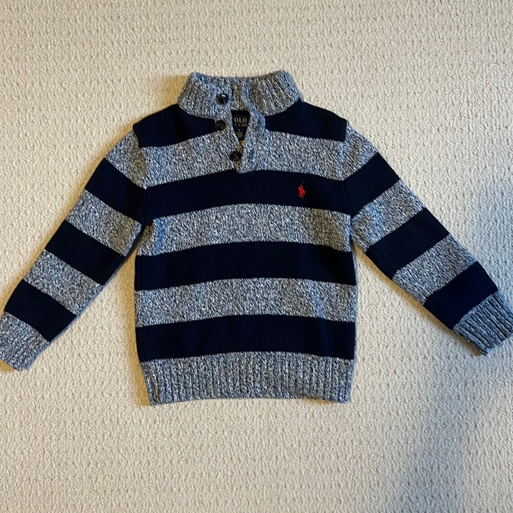 Mock turtle neck striped sweater